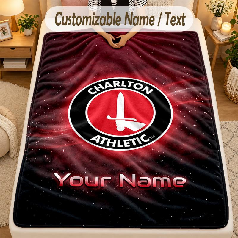Flannel BlanketCharlton Athletic Custom Name Text Personalized Soft Warm Throw Blanket Home Decor Gift