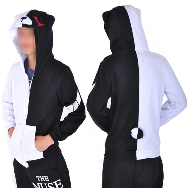 Anime Danganronpa Monokuma Cosplay Unisex Jacket Hoodie Sweatshirt Coat Hooded