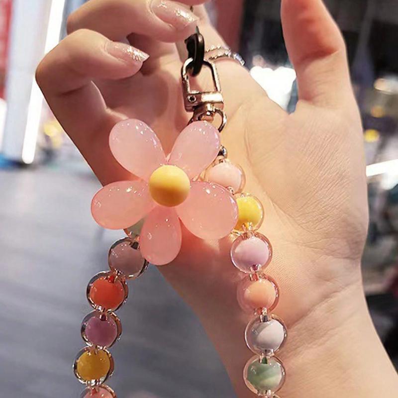 Multicolor Beaded Lanyard Handmade Flower Bead Phone Strap Bracelet Bag Pendant Keychain Inspired Summer Floral Bridesmaid Gifts Phone Charm