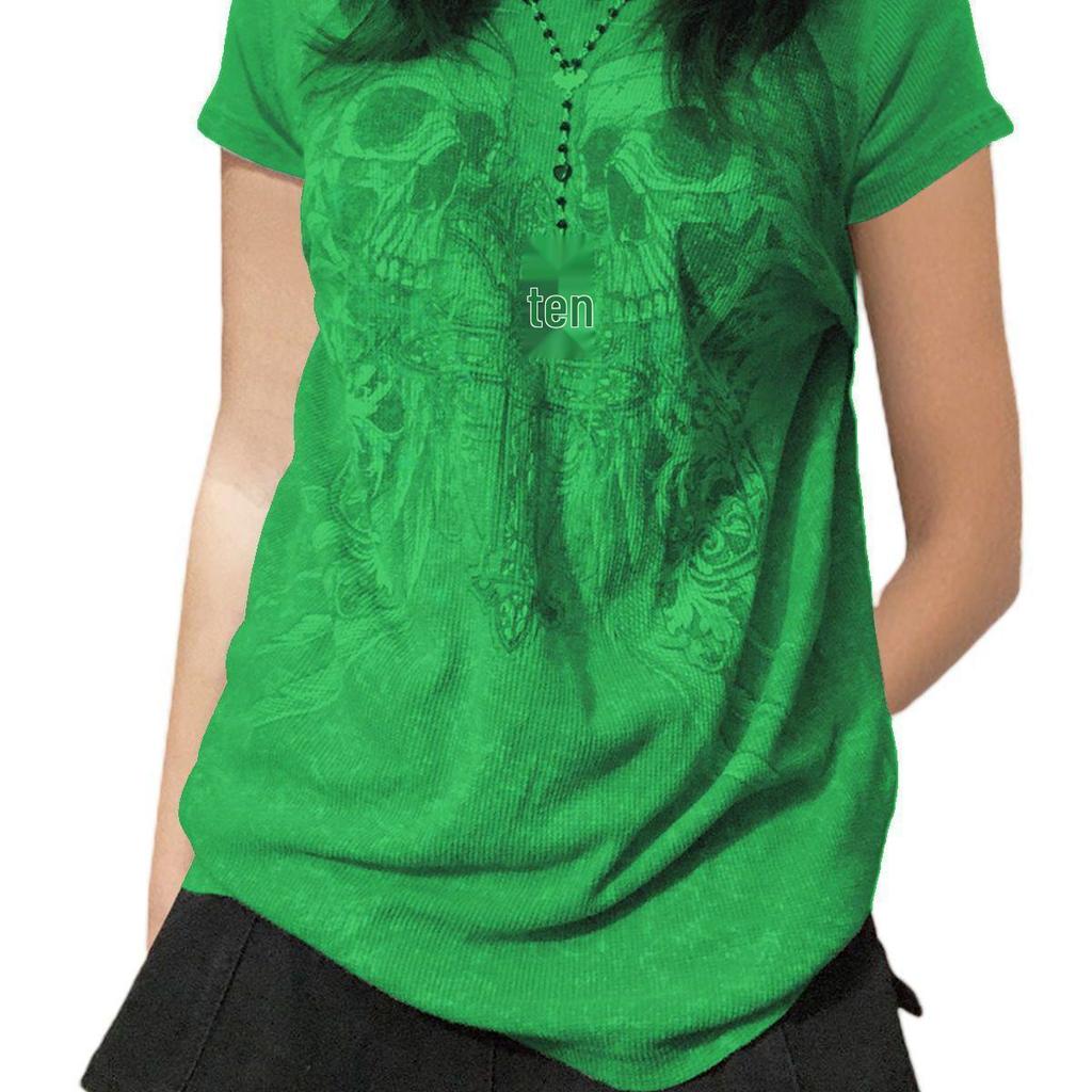 2023 European & American Halloween Skull Print Casual Women's Short Sleeve Sweatshirt Top
