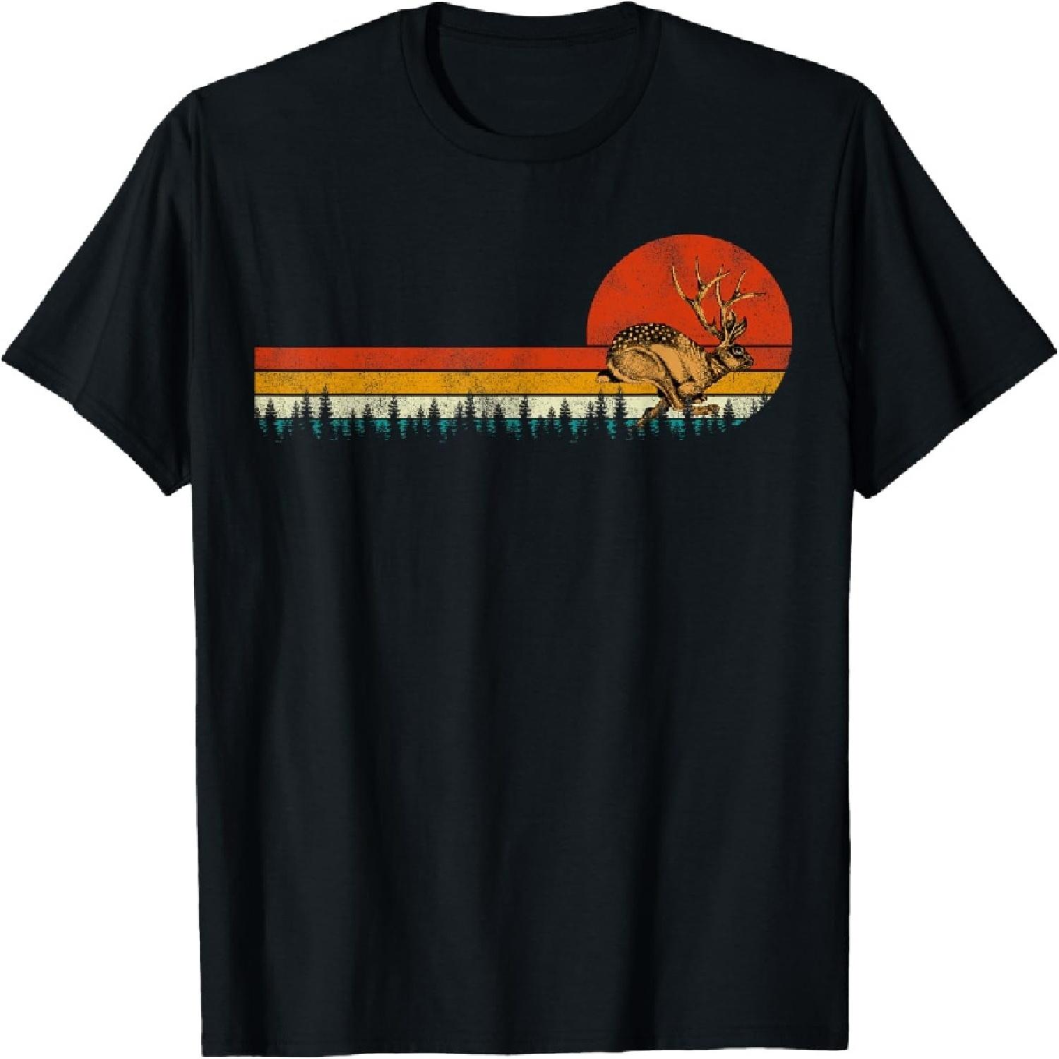 Jackrabbit Vintage Retro Sunset Pine Tree save the Jackalope T-Shirt S