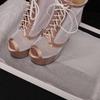 Women's high-heeled sandals sexy European and American style waterproof table thick heel large size hollow fish mouth shoes