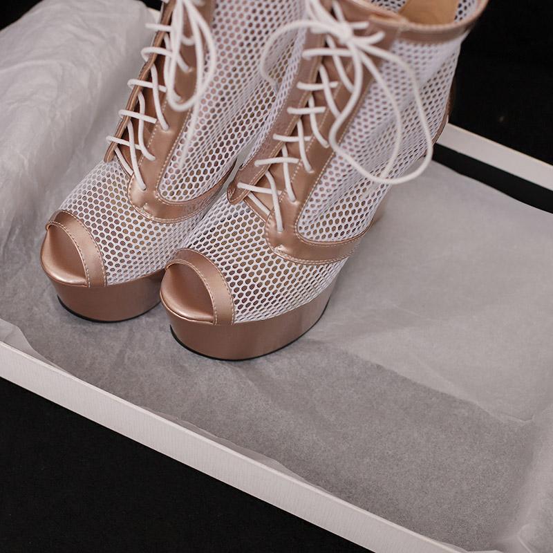 Women's high-heeled sandals sexy European and American style waterproof table thick heel large size hollow fish mouth shoes