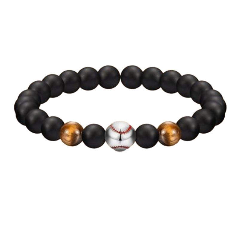 Handcrafted Beaded Bracelet Minimalist Black Handchain with Ball Pendant Versatile Sports Jewelry for All Occasions