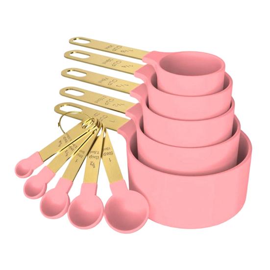 10Pcs Measuring Cups And Spoons Set, Stainless Steel Measuring Cups for Dry Liquid Ingredients, Nesting Baking Tools, Kitchen Gadgets