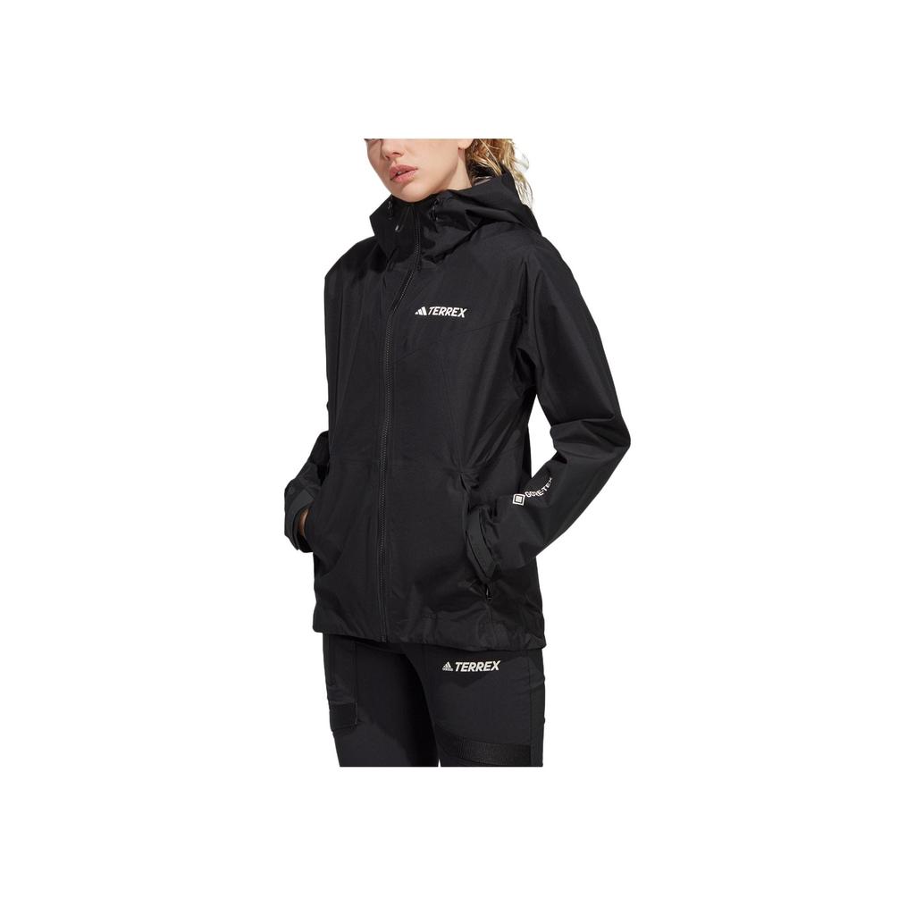 Adidas Letter Print Outdoor Sports Hooded Jacket Women Outerwear Black HN2904
