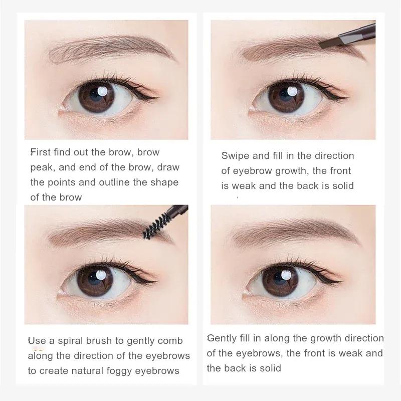 5 Colors Eyebrow Cosmetics Pencil Waterproof Double-headed Eyebrow Tattoo Natural Long Lasting Makeup Paint Eyebrow Pencil