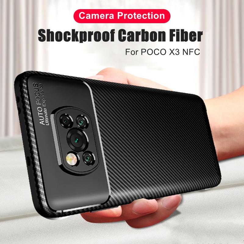For Xiaomi POCO X3 NFC Case Soft Silicon Cover Carbon Fiber TPU Shockproof Case For M3 F2 Pro Redmi Note 9S 9 9A Mi 10T Pro Lite