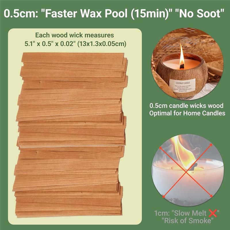 

Fresh Wood Wicks For Candles-100 Natural Wicks Plus 100 Metal Keepers, Perfect For DIY, Home Decor, Presents Gift