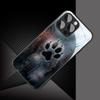 Cute Waterdrop Dog Footprint Pattern Tempered Glass Black Phone Case For Samsung Galaxy S25 S24 S23 Ultra Plus FE Cover