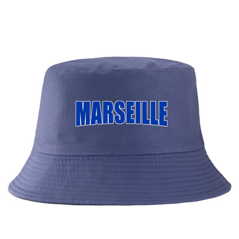 MARSEILLE Frankreich Stadt Druck Eimerhut Unisex Damen Baumwolle Sommer Sonnenschutzmütze Streetwear Panama Hut Unisex Outdoor Strand Angelhüte