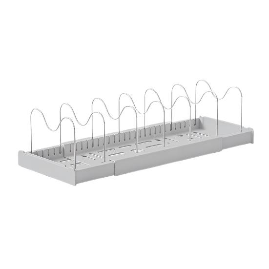 

Pot Rack Stainless Steel Divider Adjustable Lid Organizer with Expandable Ventilated Base Rust-Proof Kitchen Storage Rack Cooking Utensil Holder сірий