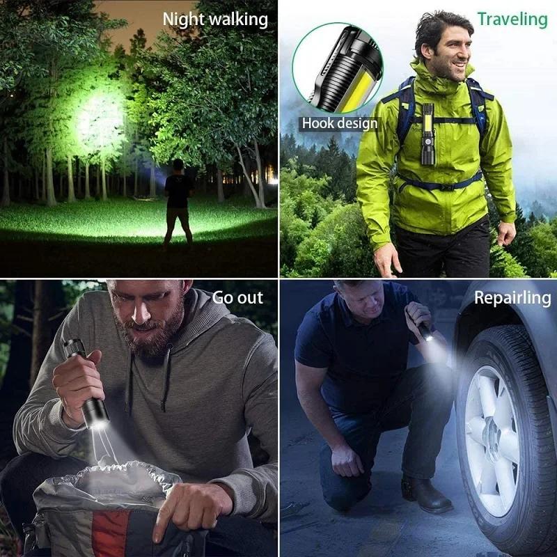 Super Bright 7 Lighting Modes Rechargeable Flashlight High Power UV Light Red/White Light Zoomable Torch Waterproof Flashlights