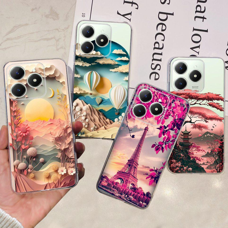 Couple Love Heart Back Case For Realme Narzo N61 N63 Realme C63 C61 Transparent Soft TPU Slim Silicone Phone Cover Fashion Capas