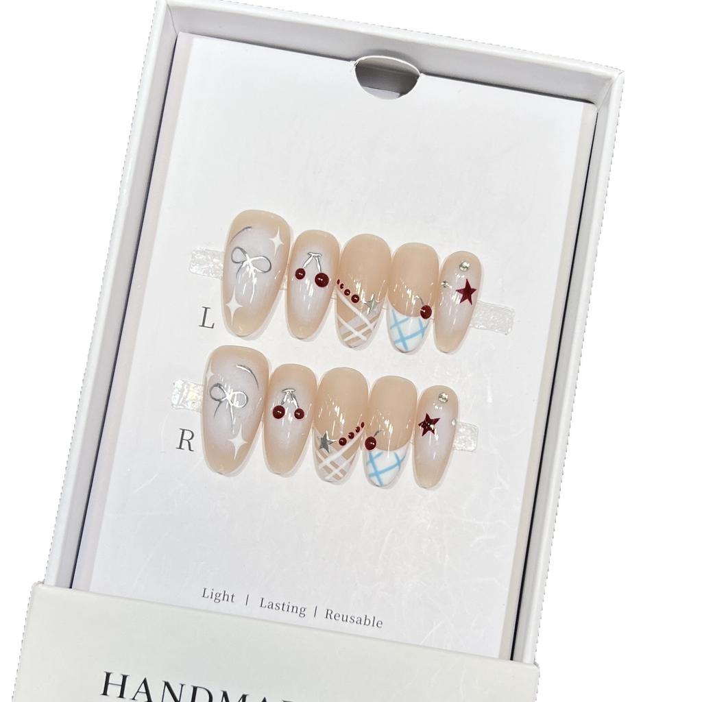 Fresh Hand-painted Blush French Cute Manicure Pure Hand-wearing Armor