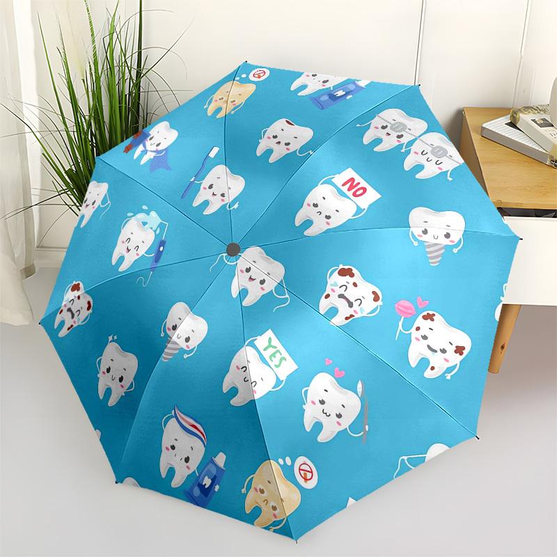 

1pc Dental Care Pattern Umbrella with Plastic Handle,Compact & Stylish,Cartoon Pattern,Outdoor UmbrellaPT345