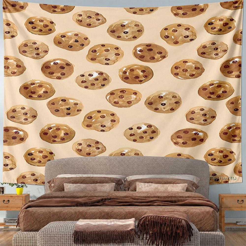 Chocolate Chip Cookie Pattern Pattern Wall Hanging Tapestry Decorative Tapestry Home Decor for Bedroom and Living Room