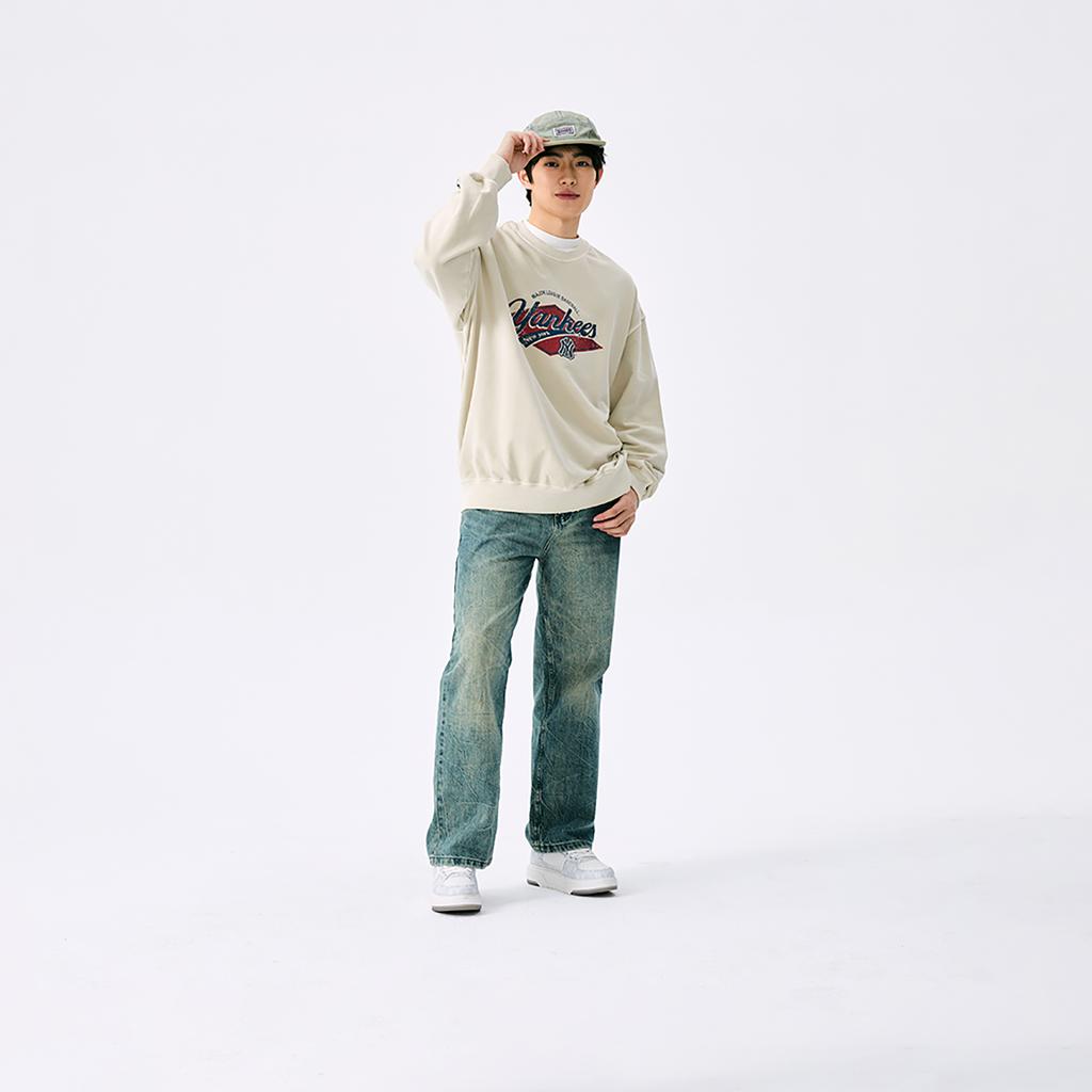 New MLB MLB Preppy Style Collection New York Yankees SS25 Sweatshirt Unisex Linen Sandy Brown 3AMTV0751-50SAM