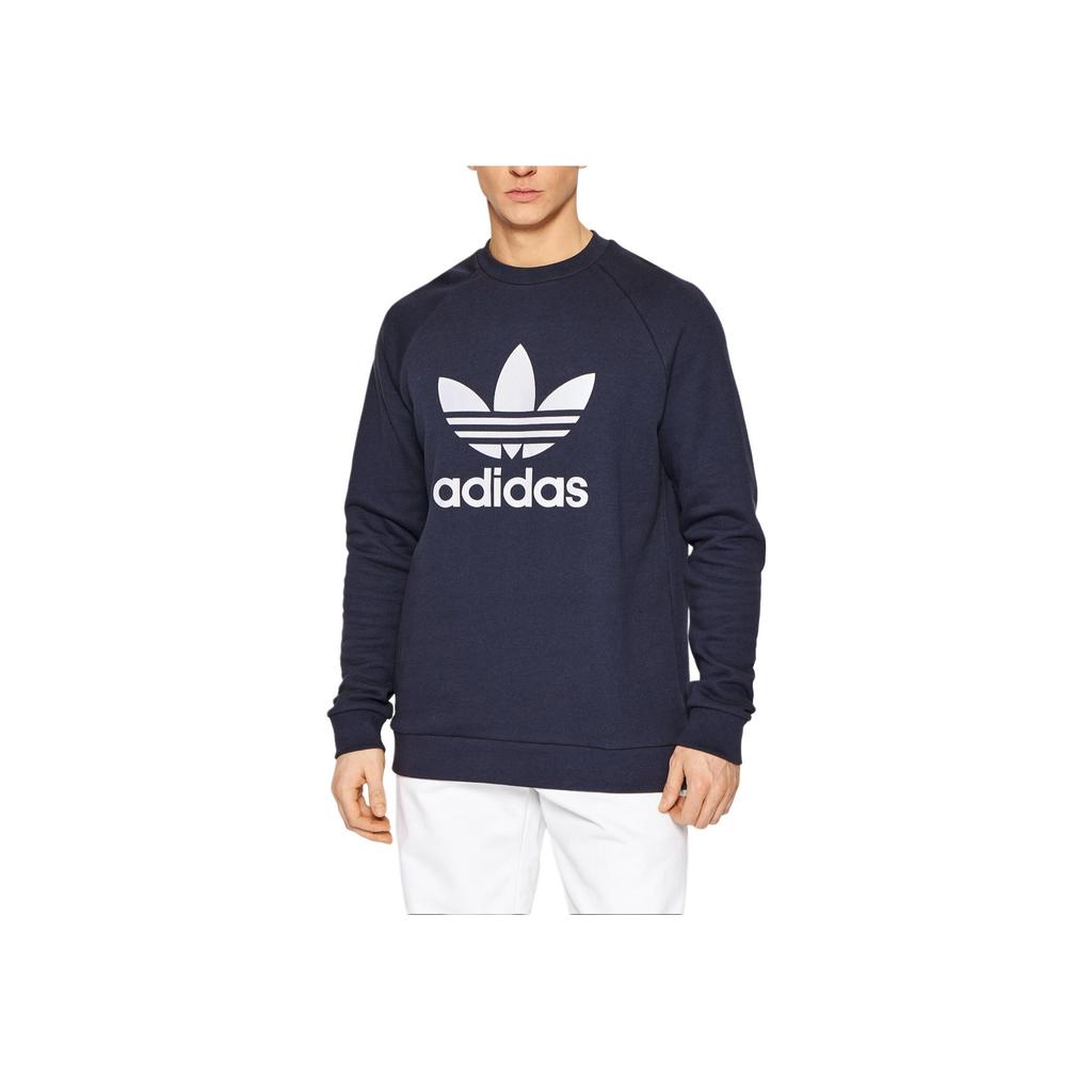 Adidas Originals Trefoil Large Logo Crew Neck Sweatshirt Men Tops Navy HE9490