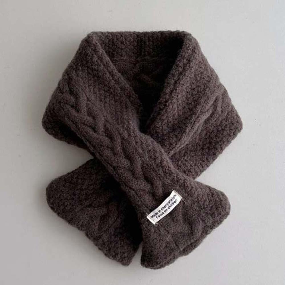 Solid Color Children Knitted Scarf Trendy Winter Cross Muffler Kids Woven Neckerchief  Autumn