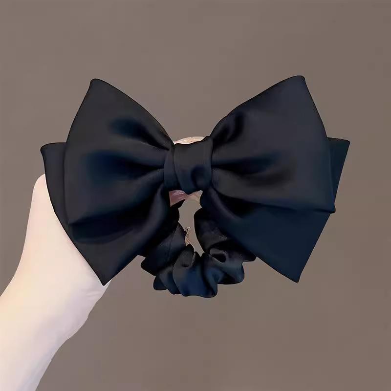 Black Bow Hair Tie: Elegant Ponytail Holder & Rubber Band for Women