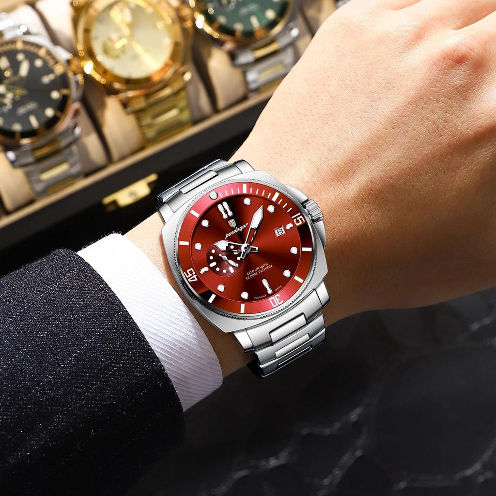 Luxusní Trendy Pánské Hodinky Voděodolné Svítící Datum Nerezová Ocel Pánské Hodinky Quartz Obchodní Pánské Hodinky Reloj