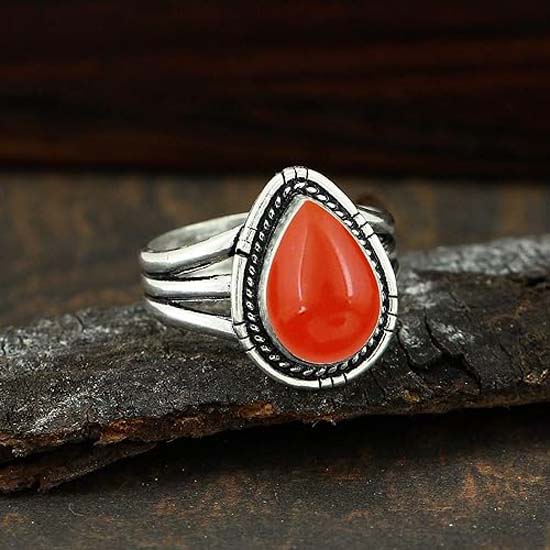 925 Sterling Silver Ring, Carnelian Ring, Handmade Ring, Statement Ring, Anniversary Gift, Women Ring