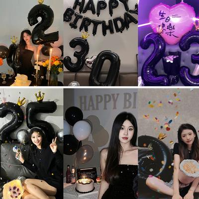40Inch Black Number Balloon Black Crown Number Foil Balloons For 1St Birthday Party Baby Shower Anniversary Wedding Decoration