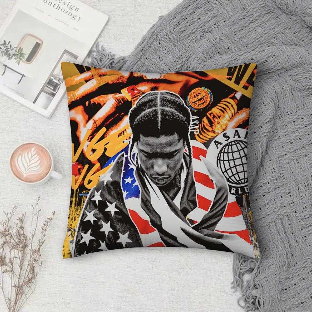 Rapper A-ASAP R-Rocky Testing Pillow Case Square Double-Sided Printing Short Plush Sofa Cushion Cover Bedside Pillow