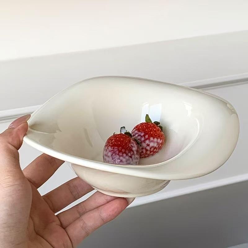 Handgefertigte Keramik-Dessertschale Einfarbige Joghurt-Schale Haushalts-Hochwertiges Geschirr Obstsalat Frühstück Haferflocken Joghurt-Schale