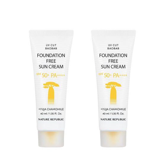 

Nature Republic UV Cut Baobab Foundation-Free Sun Cream SPF50+ PA++++ (1+1 Special Set - 40ml x 2)