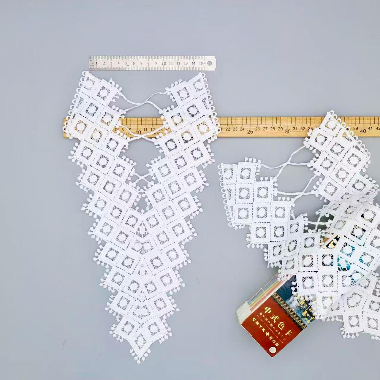 

New Diy Clothing Handmade Accessories White V-Neck Lace Collar Accessories Water-Soluble Embroidery Lace Fake Collar Versatile 24151205