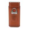3 Finger Cigar Case Iron Cover Portable Soft Glossy Leather Cigar Holder Case with Cutter for