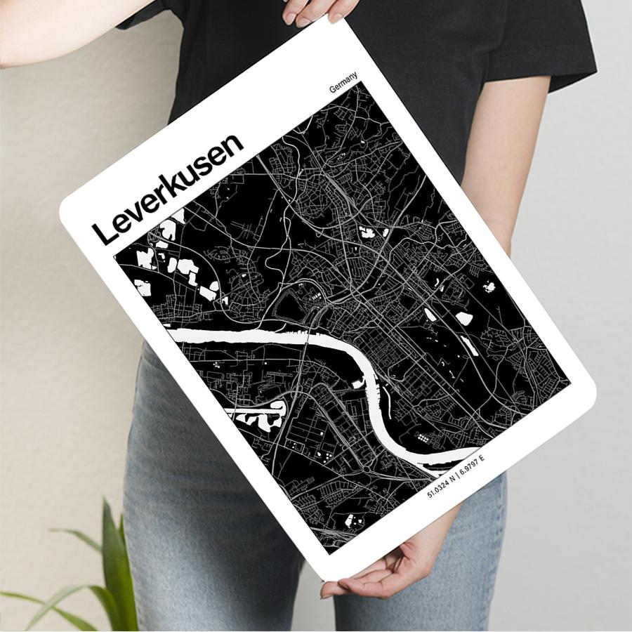 Leverkusen Germany City Map Metal Wall Art Modern Home Decor Minimalist Poster for Office Living Room Decoration