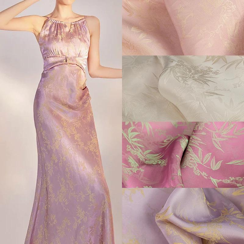 New Chinese Jacquard Fabric Rayon Satin Tang Suit Jacket National Style Coat Cheongsam Two-color Imitation Silk Acetate Fabric