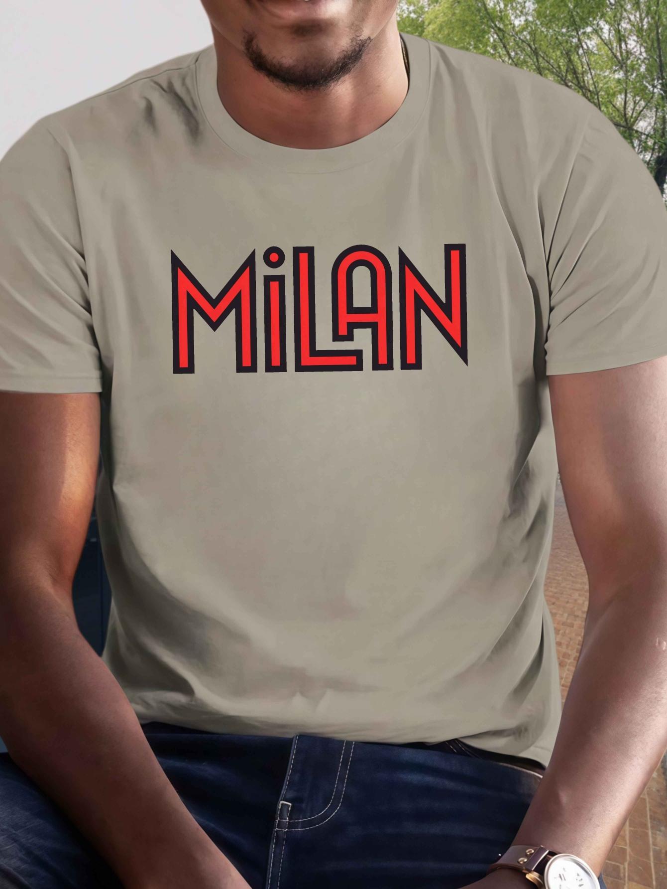 Men  Milano T-Shirt - Casual Short Sleeve Round Neck Summer Tee with Milan City Name XXXXL