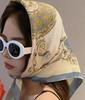 Women's Korean Style Retro Printed Imitation Silk Scarf for Professional and Casual Use