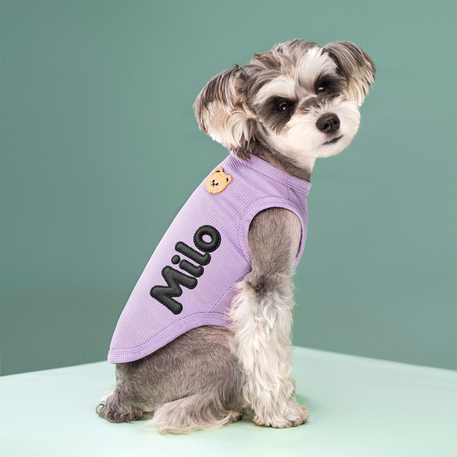 

Custom Embroidered Name Summer Breathable Waffles Pet Vest For Small And Medium-sized Dogs XL фиолетовый