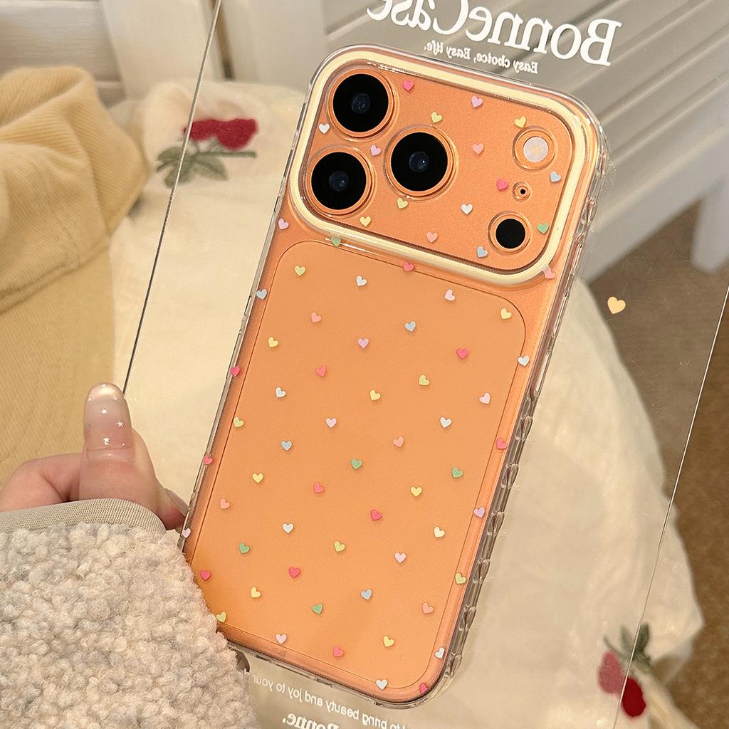 Korean Style Simple Colorful Little Love Heart Transparent Shock Proof Phone Cover Case for iPhone 17 16 15 14 13 12 Pro Max