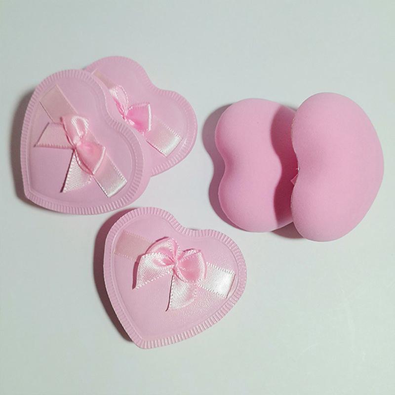 2/5Pcs Heart Bow Makeup Powder Puffs That Can Be Used In Both Dry And Wet Combinations Cotton Candy Air Cushion Powder Puff