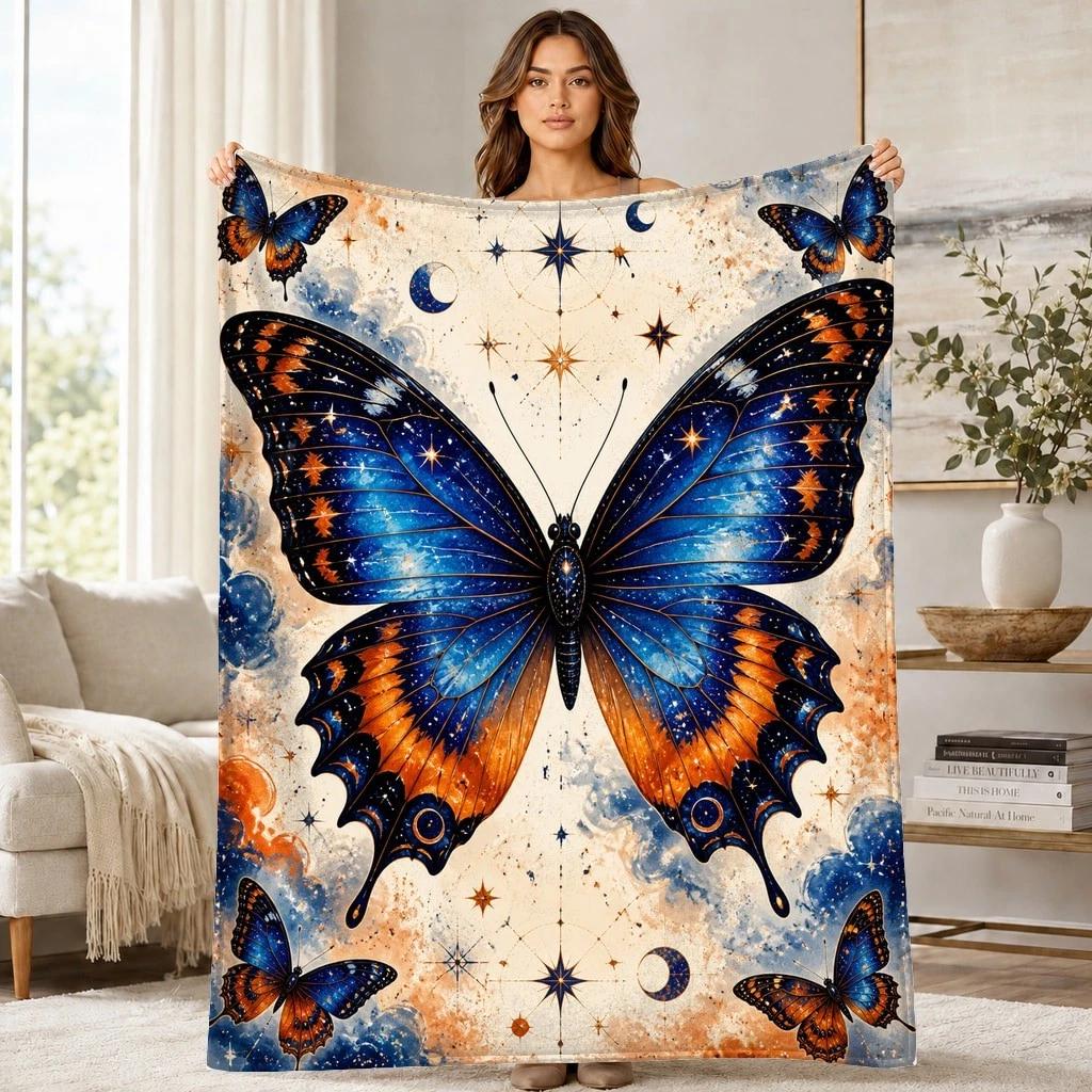 Celestial Butterfly Coral Fleece Blanket
