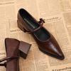Fashion 2025 New Spring Style Pointed Toe Square Heel Versatile Style Single Shoes Women's Shoes Medium Professional Buckle High Heels