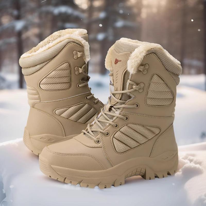 Tall cotton boots winter boots high top thickened velvet cotton shoes outdoor mountaineering snow boots