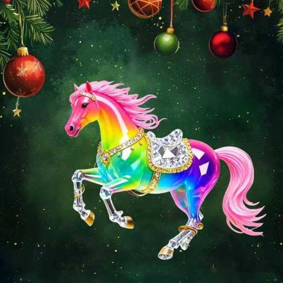 2D Flaches Pferd Auto Hängeornament Acryl Pferd Rückspiegel Anhänger Feiertag Winter Hängezubehör für Weihnachtsbaum Auto Innenraum Wand Fenster
