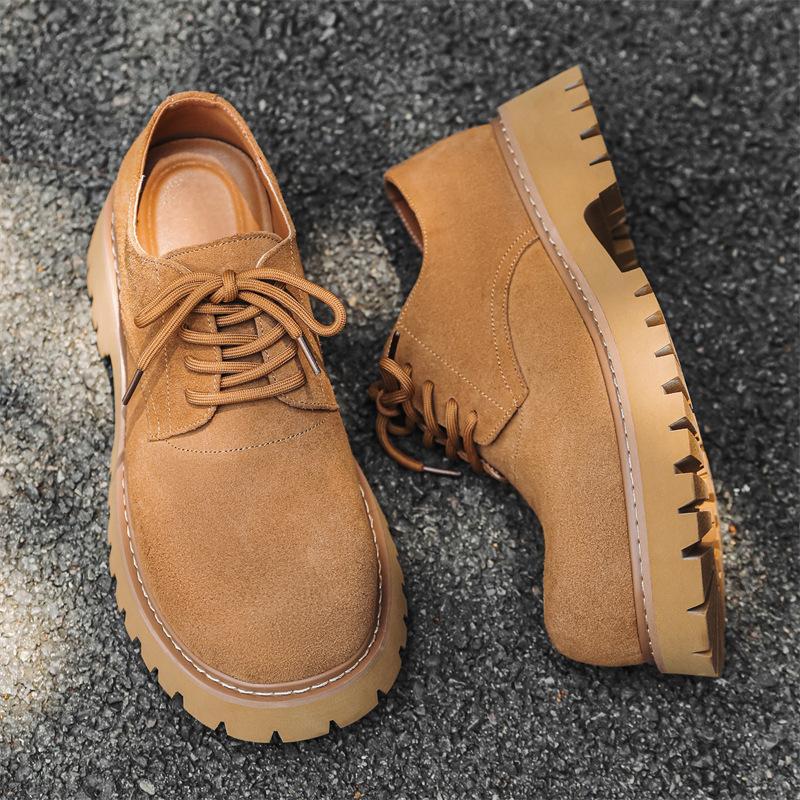 2024 spring and summer new anti-velvet leather thick-soled casual leather shoes Mickey Derby big head leather shoes men 24288-J