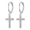 REETI 925 Sterling Silber Ohrring Zirkon Kreuz Creolen für Damen Geschenk Modeschmuck