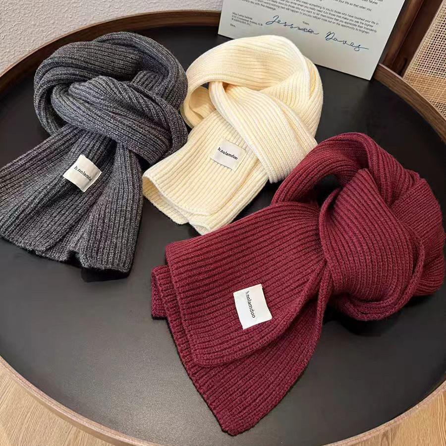 Women's Korean Style Soft Wool Knit Scarf - Winter Fashion, Thickened Warmth, Versatile for Students