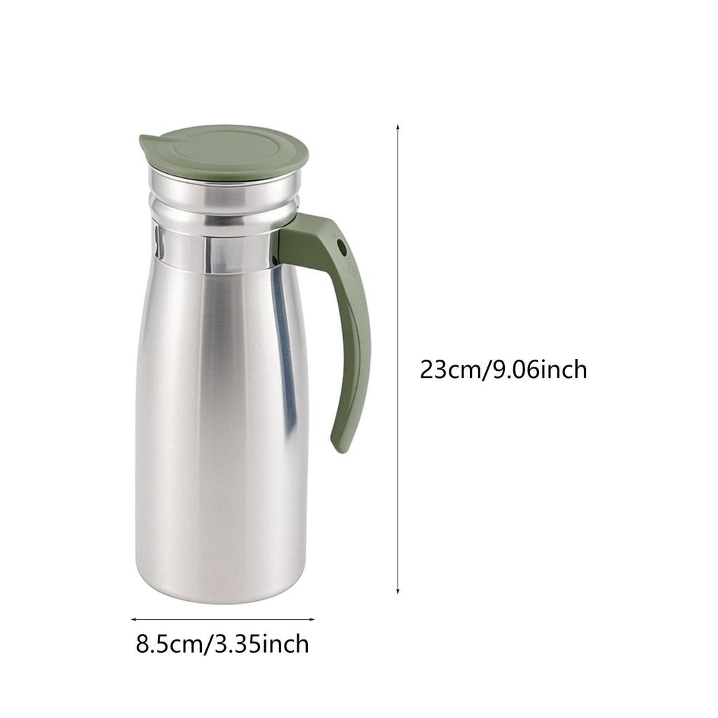 1.0 L Stainless Steel Cold Water Pitcher Beverage Container for Everyday Use Break Resistant Versatile 3.3x9inch with Handle