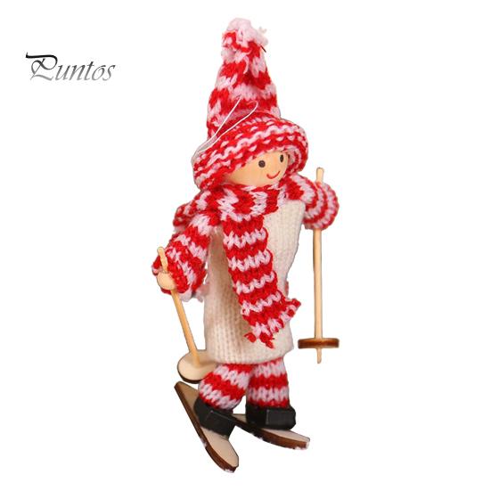 Păpușă de schi de Crăciun Pălărie tricotată manual Haine reutilizabilă Pom de Crăciun Agățat Gnome Decoration Ornament Pandantiv Petrecere Sărbători Festival Cadou