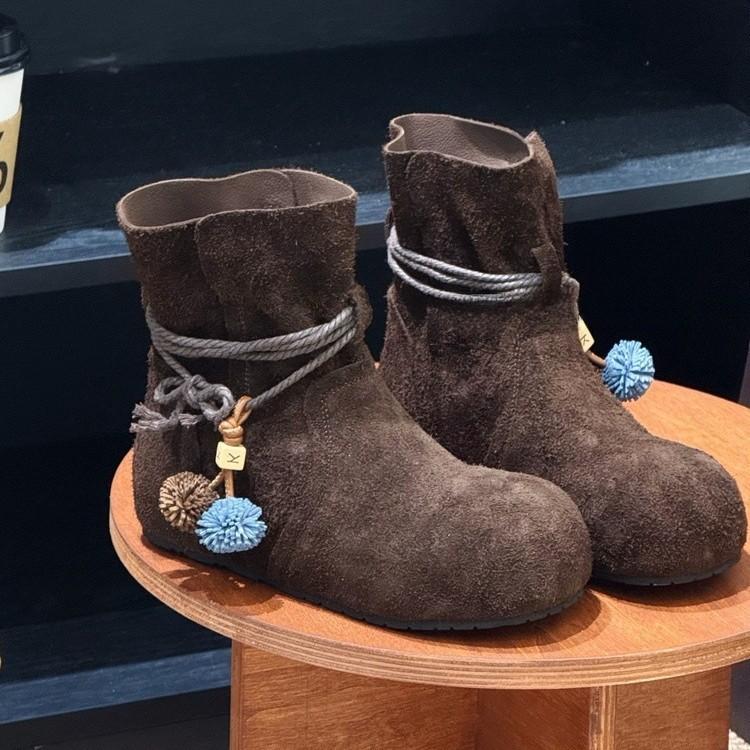 Increase the height of pendant fashion boots in autumn and winter 2025 new thick-soled retro velvet lazy feeling increase casual short boots women